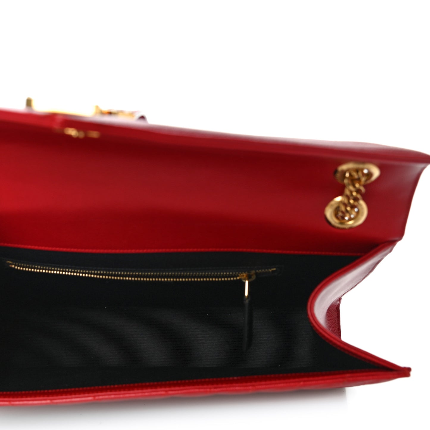 Grain De Poudre Matelasse Chevron Large Monogram Satchel Lipstick Red