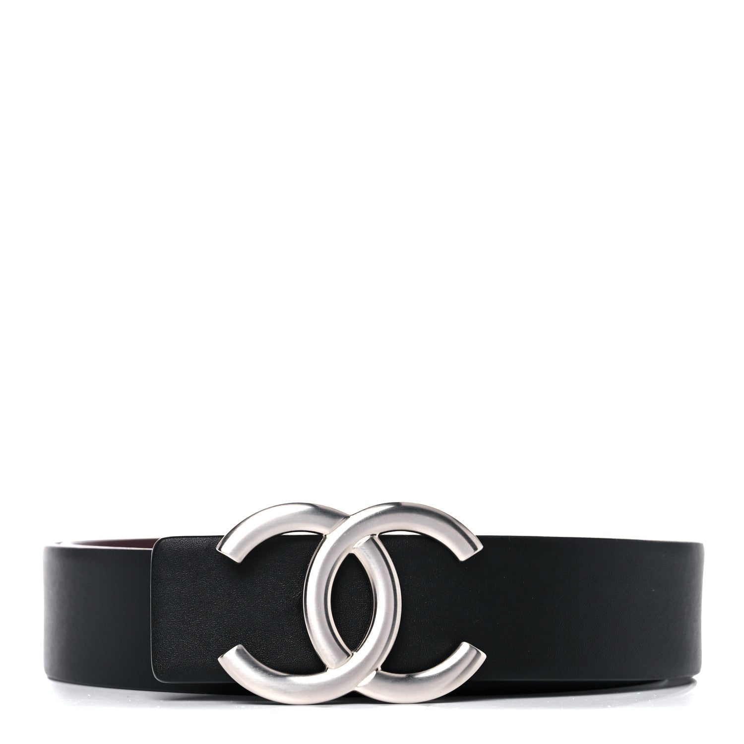 Chanel Calfskin CC Reversible Belt 95 Black Burgundy 1 of 6