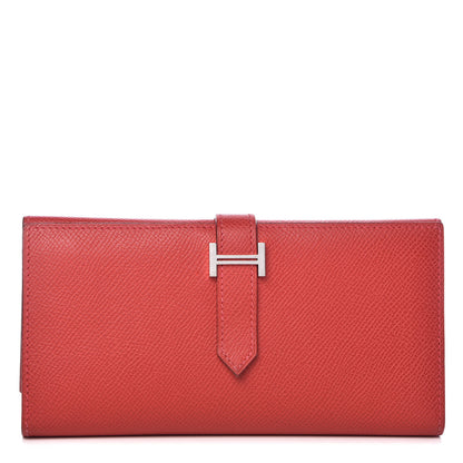 Hermes Epsom Bearn Gusset Wallet Rouge Casaque 1 of 9