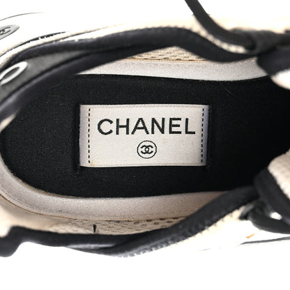 Chanel Fabric Suede Calfskin CC Sneakers 39 White Light Grey 7 of 9