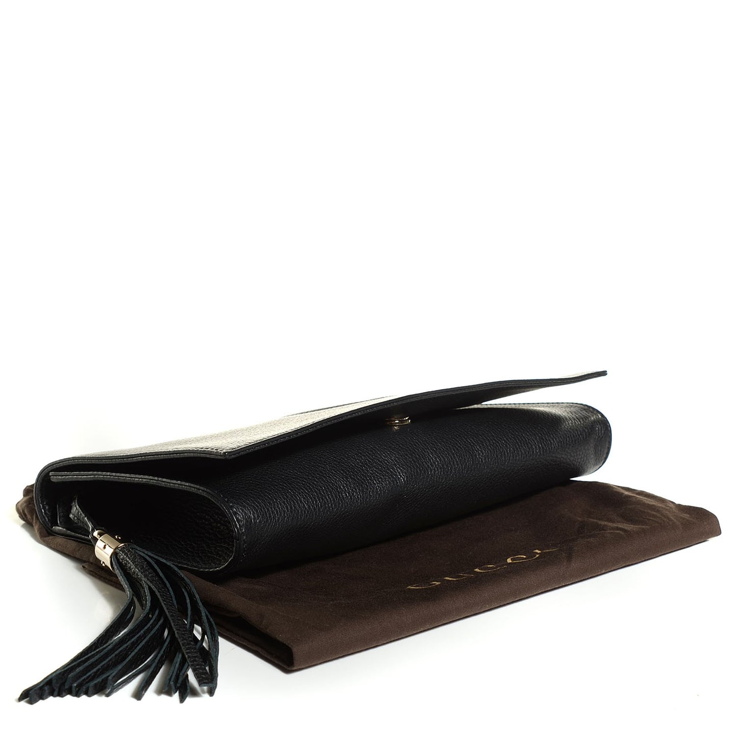 Pebbled Calfskin Medium Soho Clutch Black