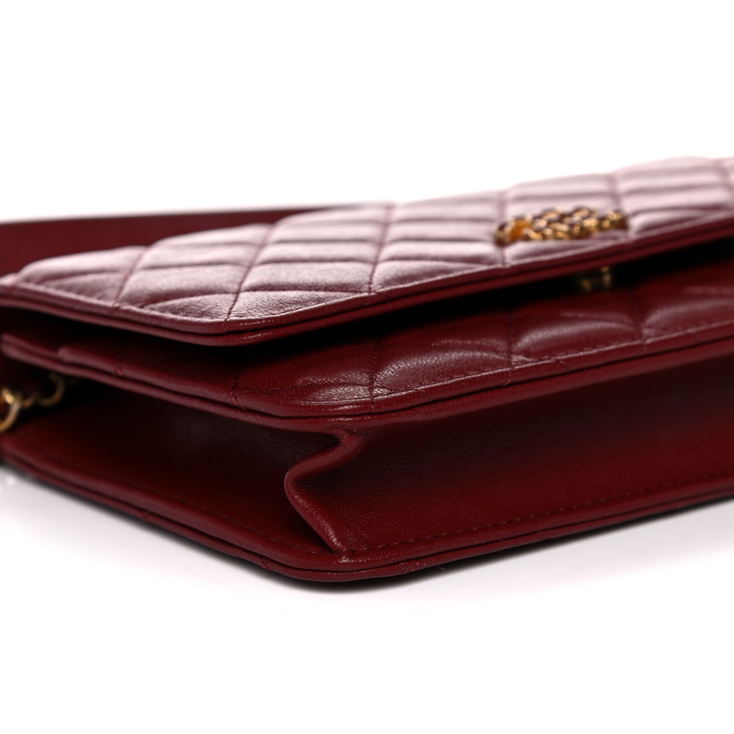 Chanel Lambskin Quilted Infinity Wallet On Chain WOC Burgundy 8 of 13
