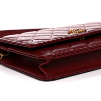 Chanel Lambskin Quilted Infinity Wallet On Chain WOC Burgundy 8 of 13