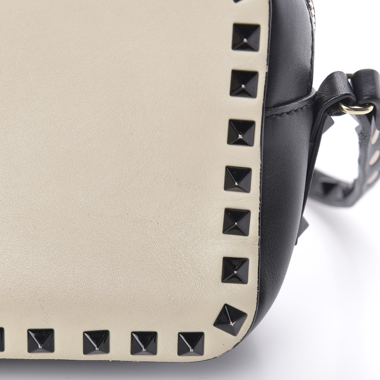Valentino Garavani Calfskin Rockstud Camera Crossbody Bag Ivory Black 12 of 16