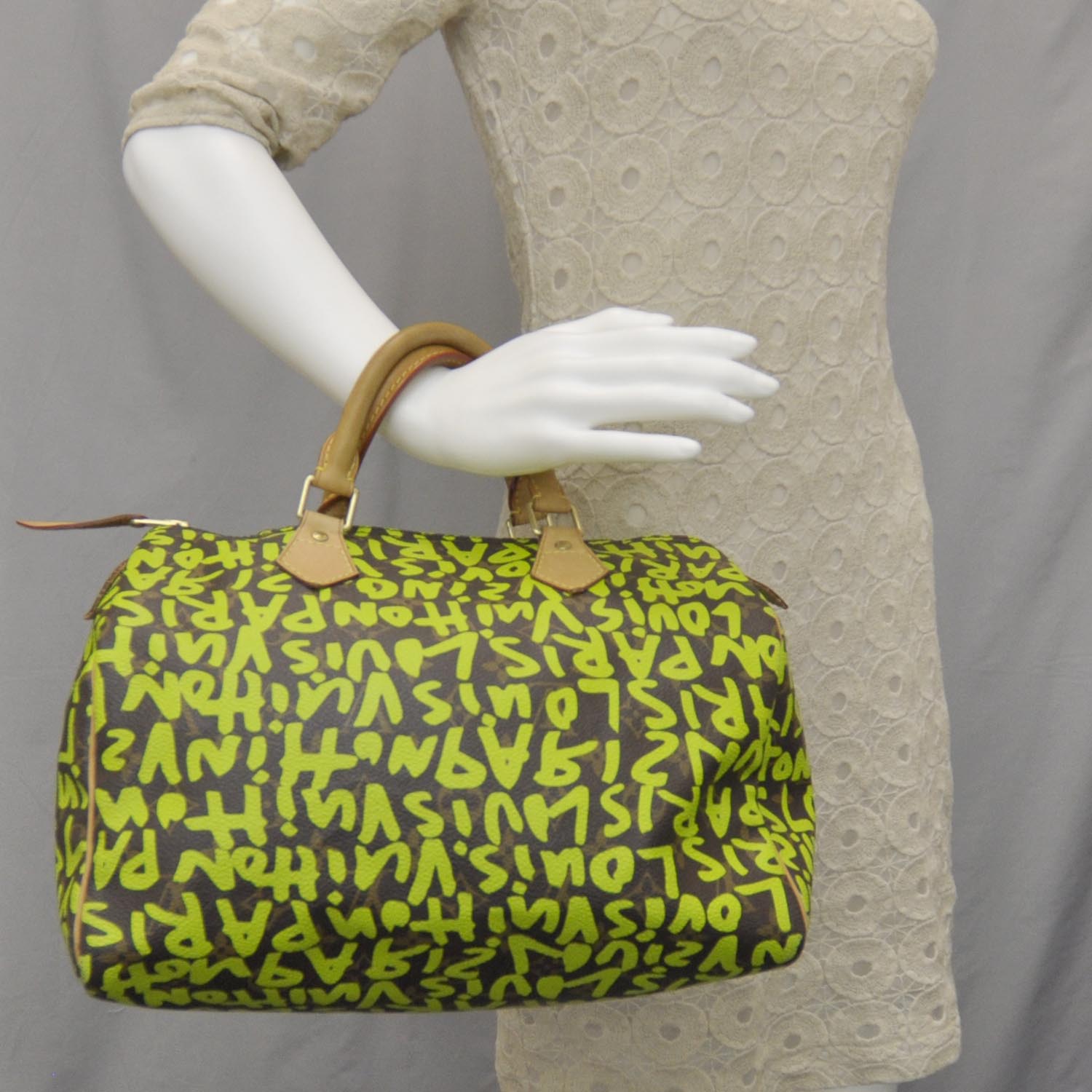 Louis Vuitton Monogram Graffiti Speedy 30 Green 2 of 7