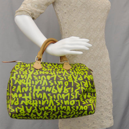Louis Vuitton Monogram Graffiti Speedy 30 Green 2 of 7