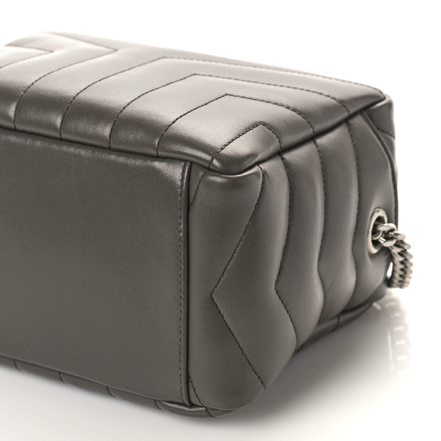 Saint Laurent Calfskin Y Quilted Monogram Small Loulou Bowling Bag Earth 9 of 10