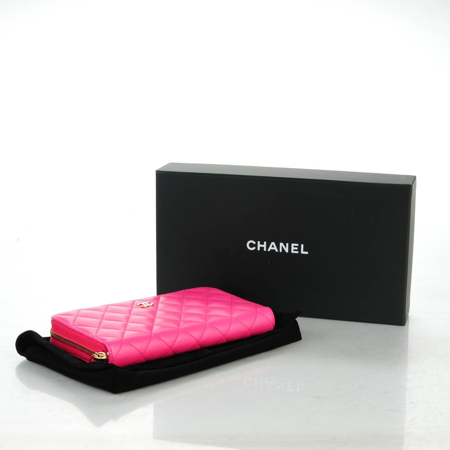 Lambskin Quilted Large Gusset Zip Around Wallet Pink
