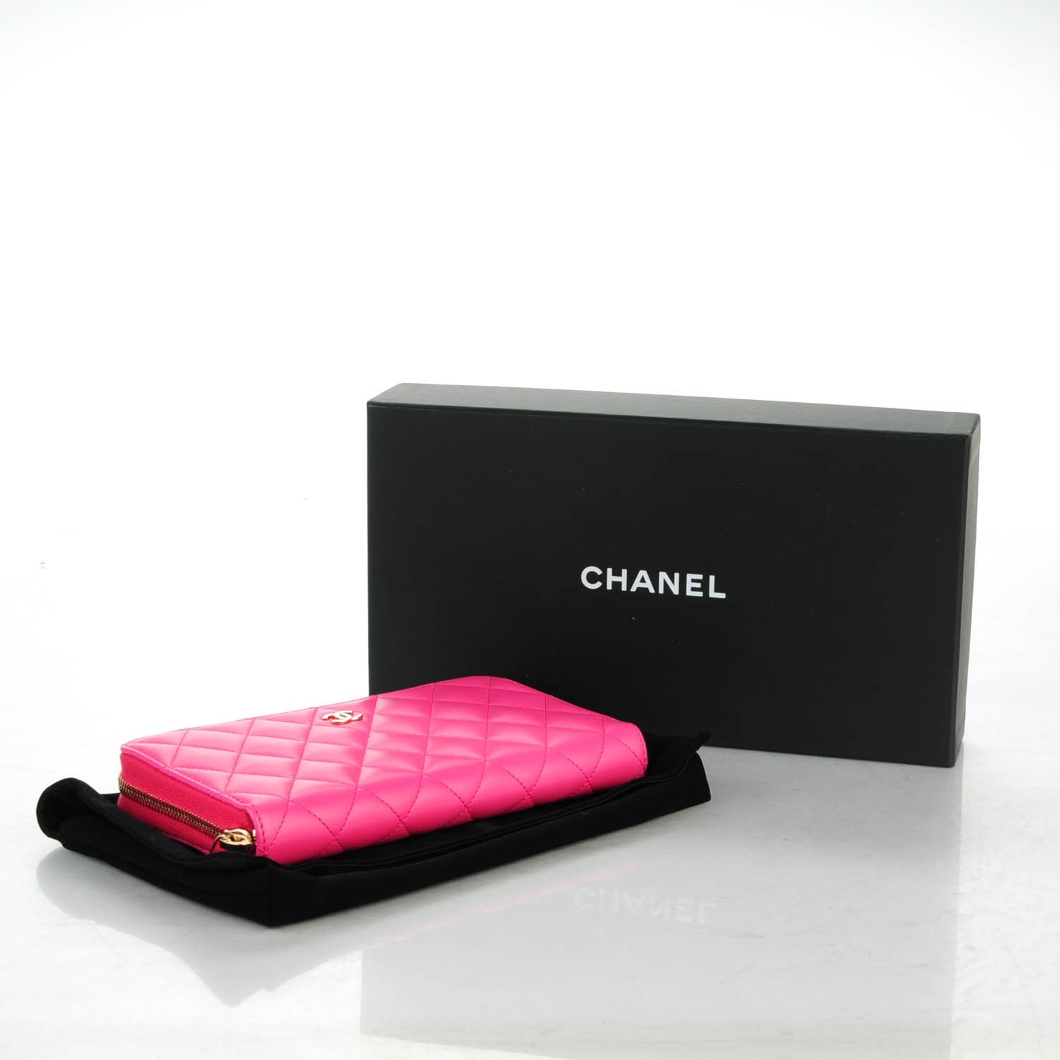 Chanel Lambskin Quilted Large Gusset Zip Around Wallet Pink 4 of 8