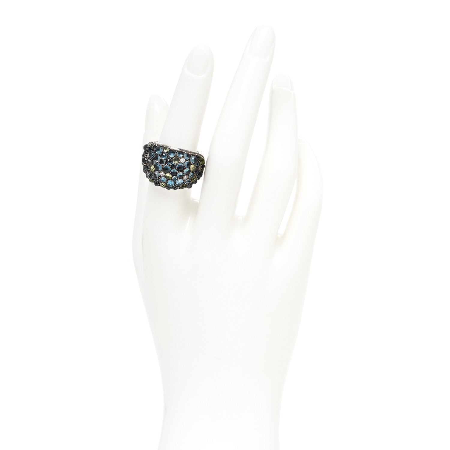 David Yurman Sterling Silver Diamond Hampton Blue Topaz Peridot Cable Berries Dome Ring 54 7 2 of 4