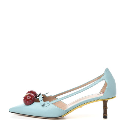 Gucci Malaga Kid Unia Cherry Pumps 37 New Acquamarine Emerald Cocoa 1 of 8