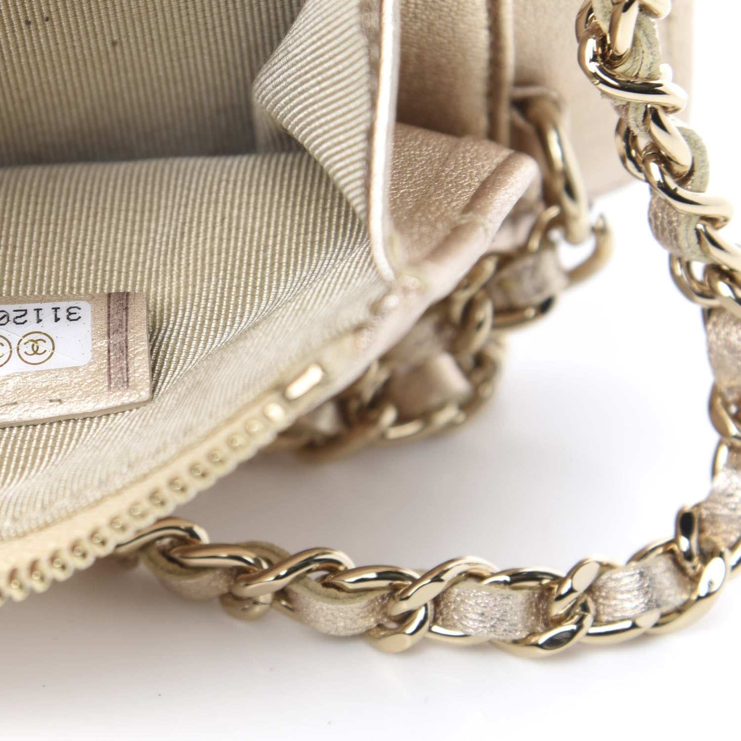 Chanel Metallic Lambskin Quilted Zip Phone Case Gold 7 of 11