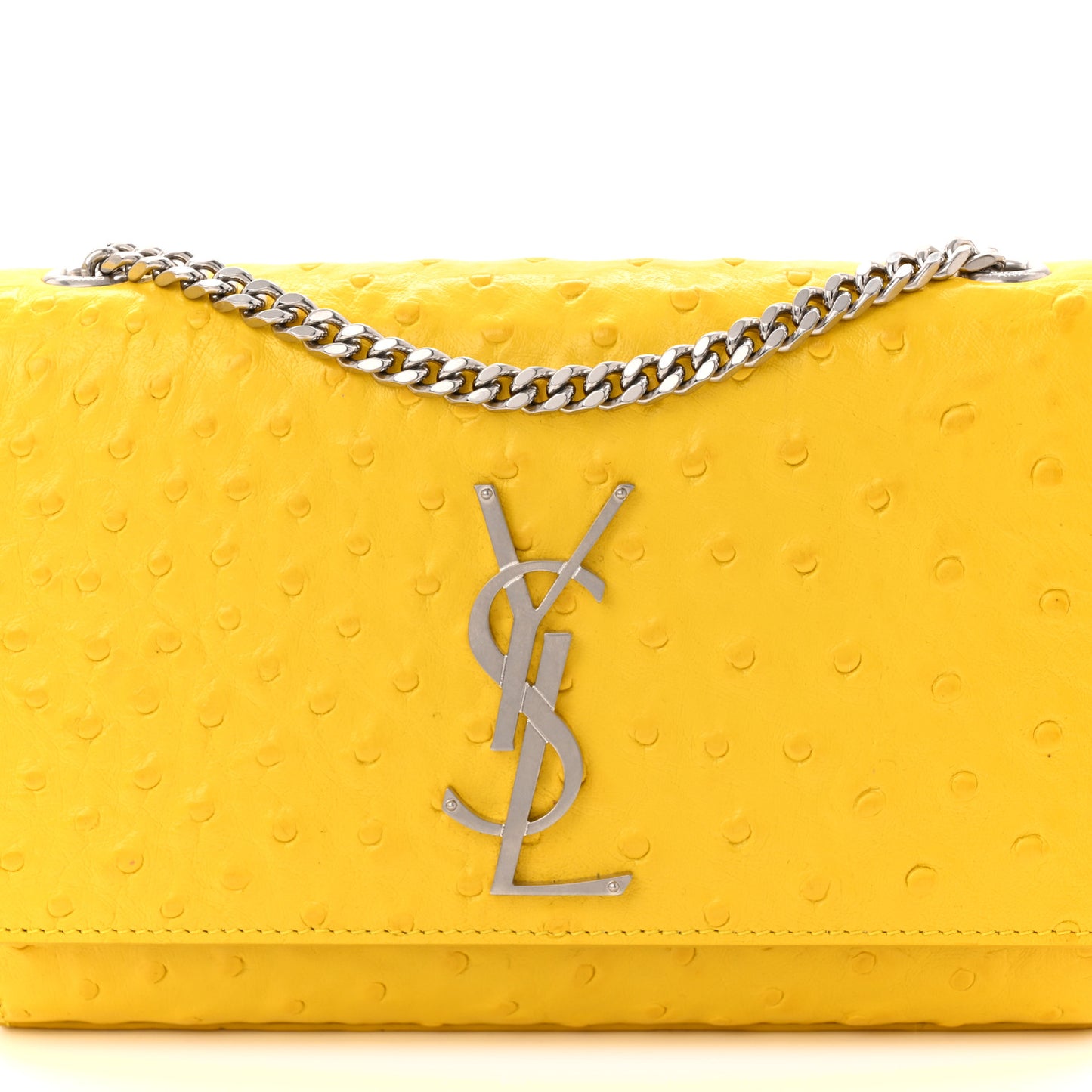 Ostrich Calfskin Embossed Small Monogram Kate Satchel Mimosa