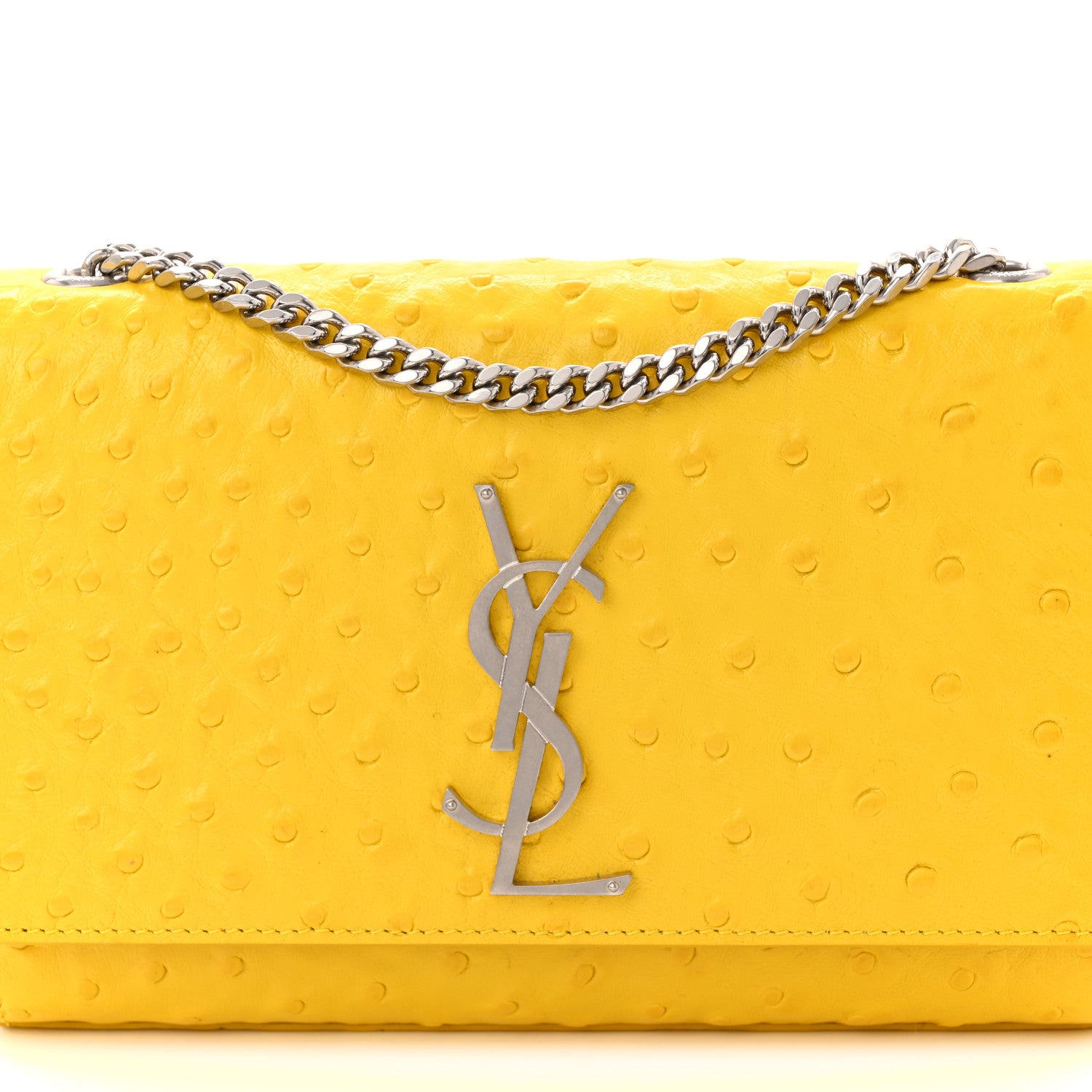 Saint Laurent Ostrich Calfskin Embossed Small Monogram Kate Satchel Mimosa 8 of 11