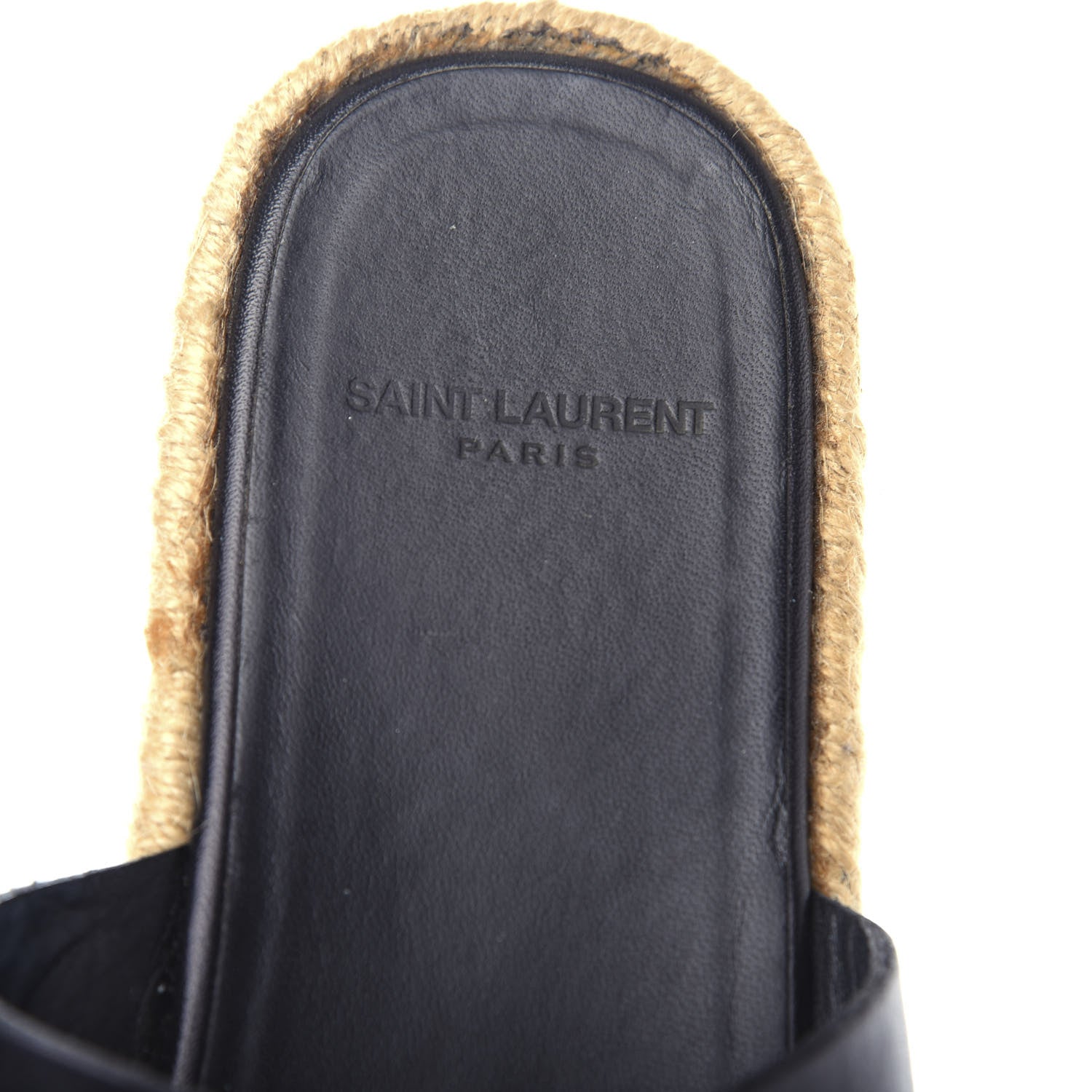 Saint Laurent Calfskin Studded Espadrilles Slide Sandals 38 Black 8 of 9