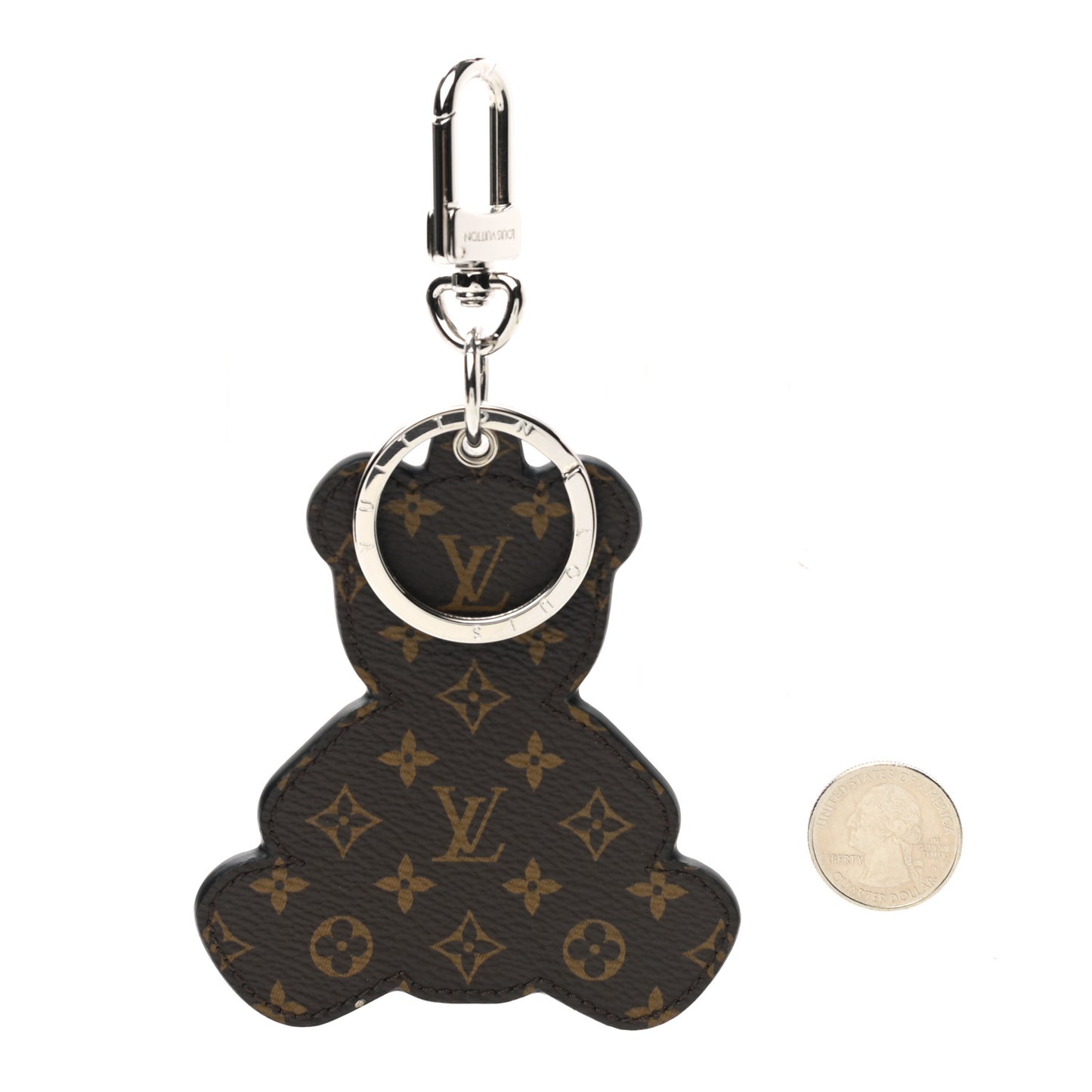 Monogram Teddy Bear Bag Charm Key Holder Brown
