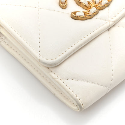 Chanel Lambskin Quilted Chanel 19 Flap Coin Purse With Chain White 11 of 14