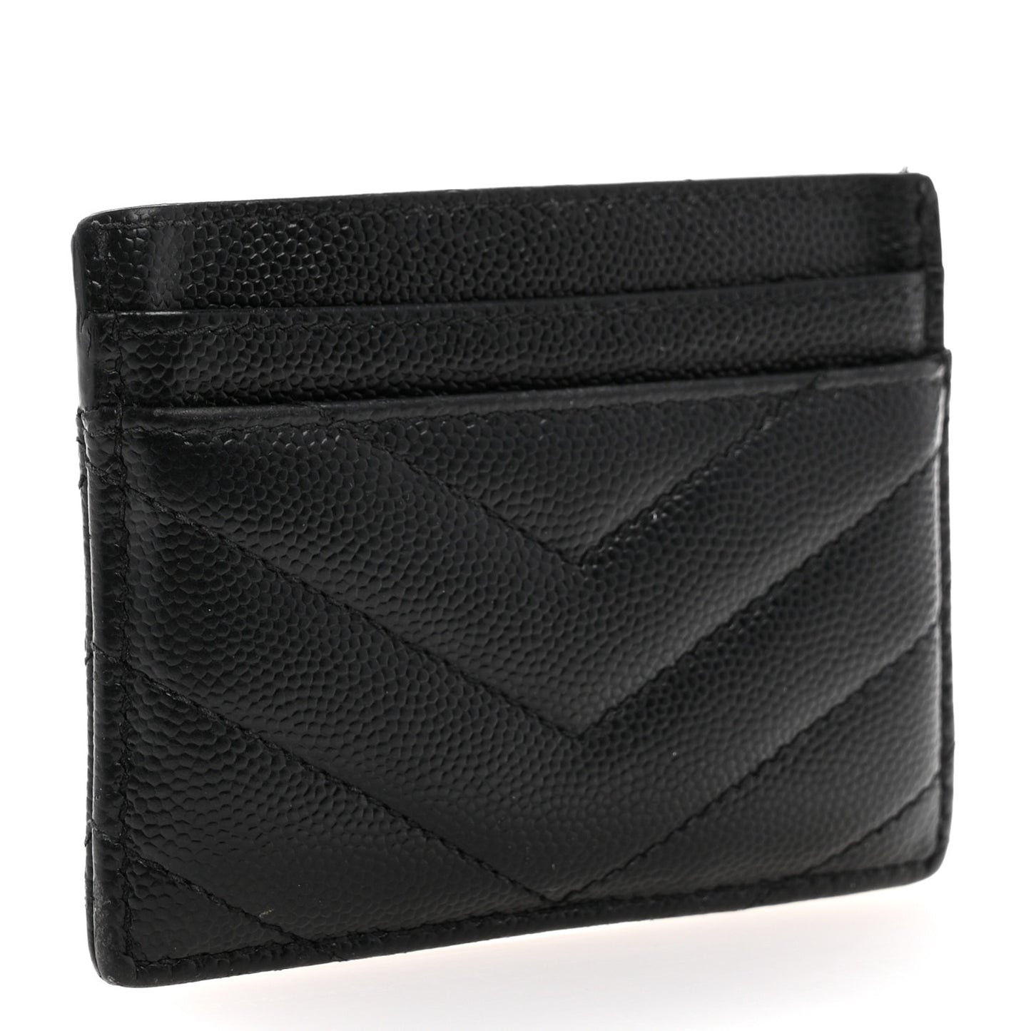 Grain De Poudre Matelasse Chevron Monogram Credit Card Case Black