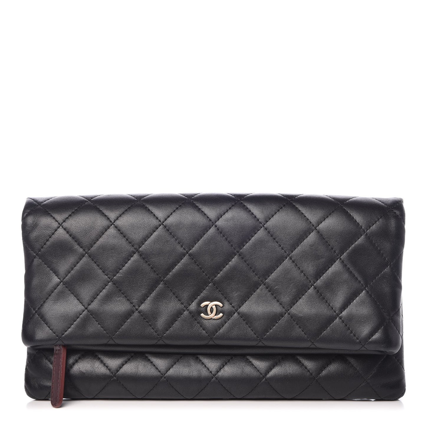 Lambskin Quilted CC Beauty Clutch Black