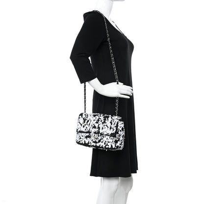 Chanel Sequin Embroidered Medium Flap Black White 2 of 11