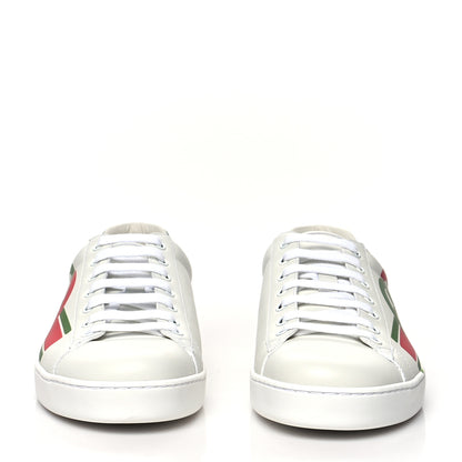 Gucci Calfskin Interlocking G Mens New Ace Sneakers 9 White Red Flame Green 2 of 9