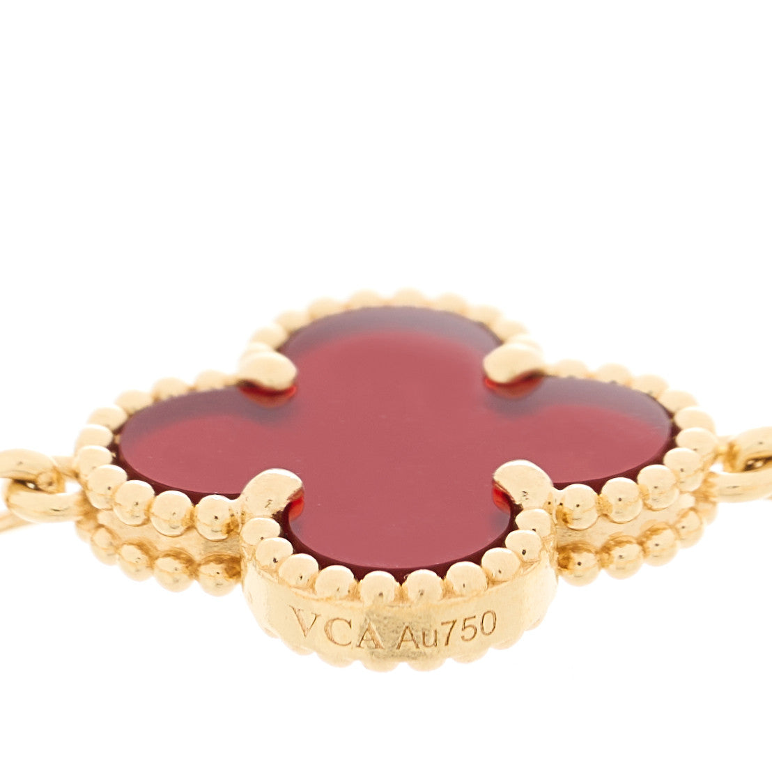 18K Yellow Gold Carnelian 5 Motifs Vintage Alhambra Bracelet
