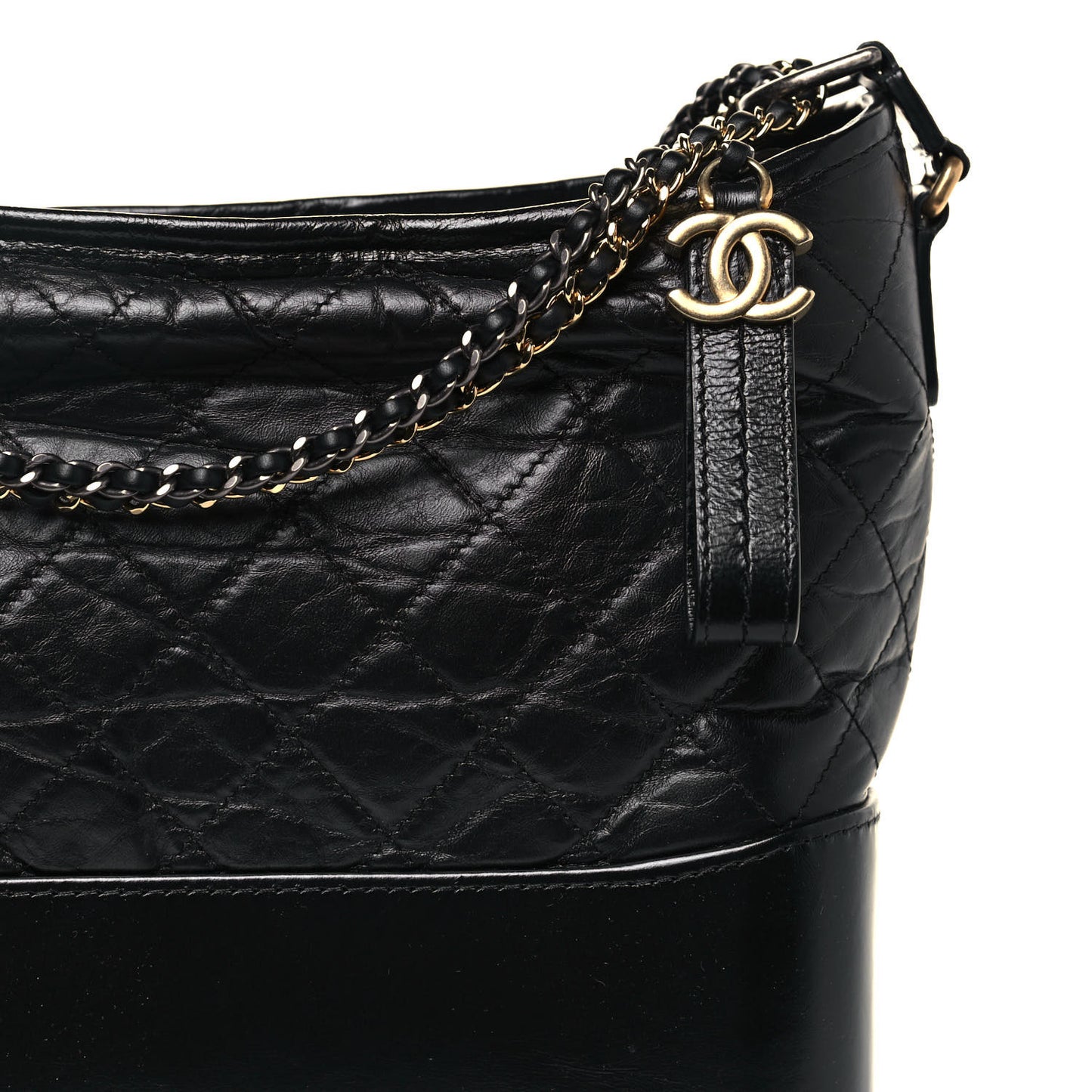 Aged Calfskin Quilted Medium Gabrielle Hobo Black