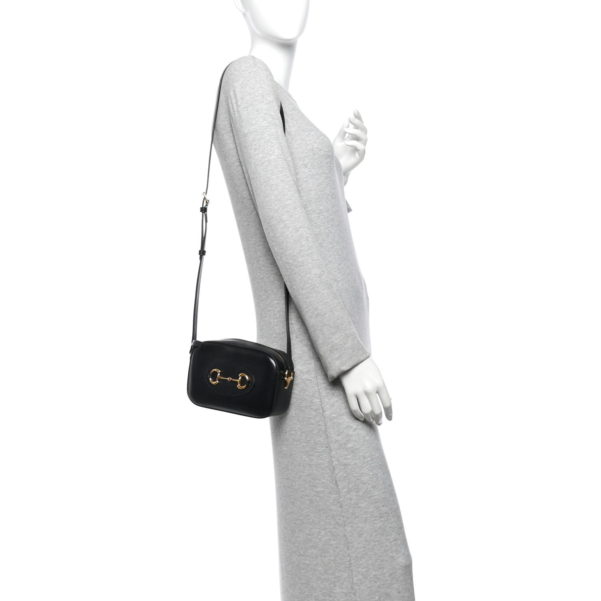Gucci Calfskin Mini Horsebit 1955 Camera Shoulder Bag  Black 2 of 14