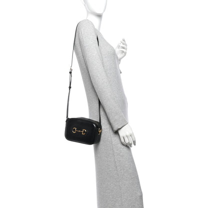 Gucci Calfskin Mini Horsebit 1955 Camera Shoulder Bag  Black 2 of 14