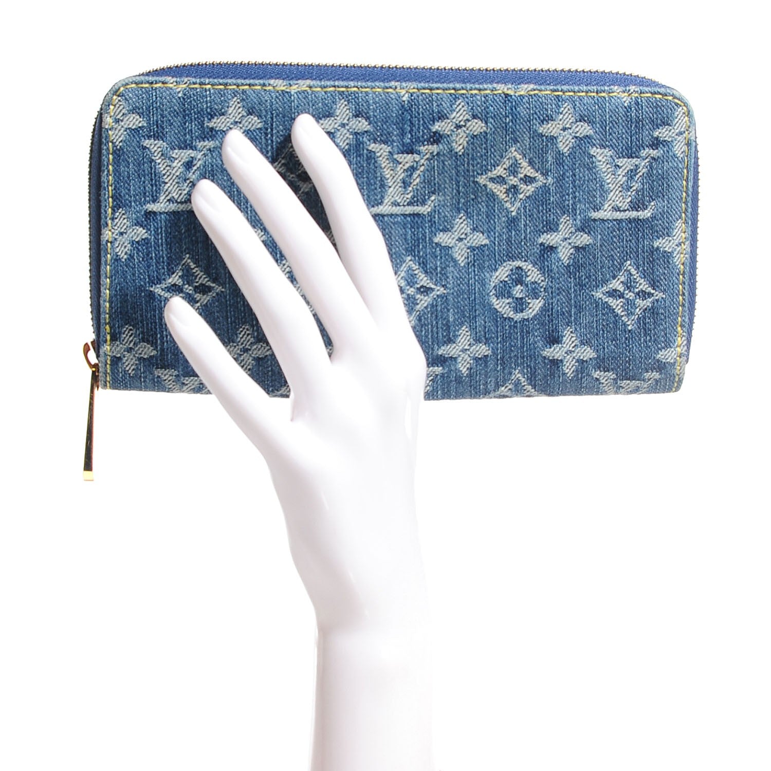 Louis Vuitton Monogram Denim Zippy Wallet Blue 2 of 7