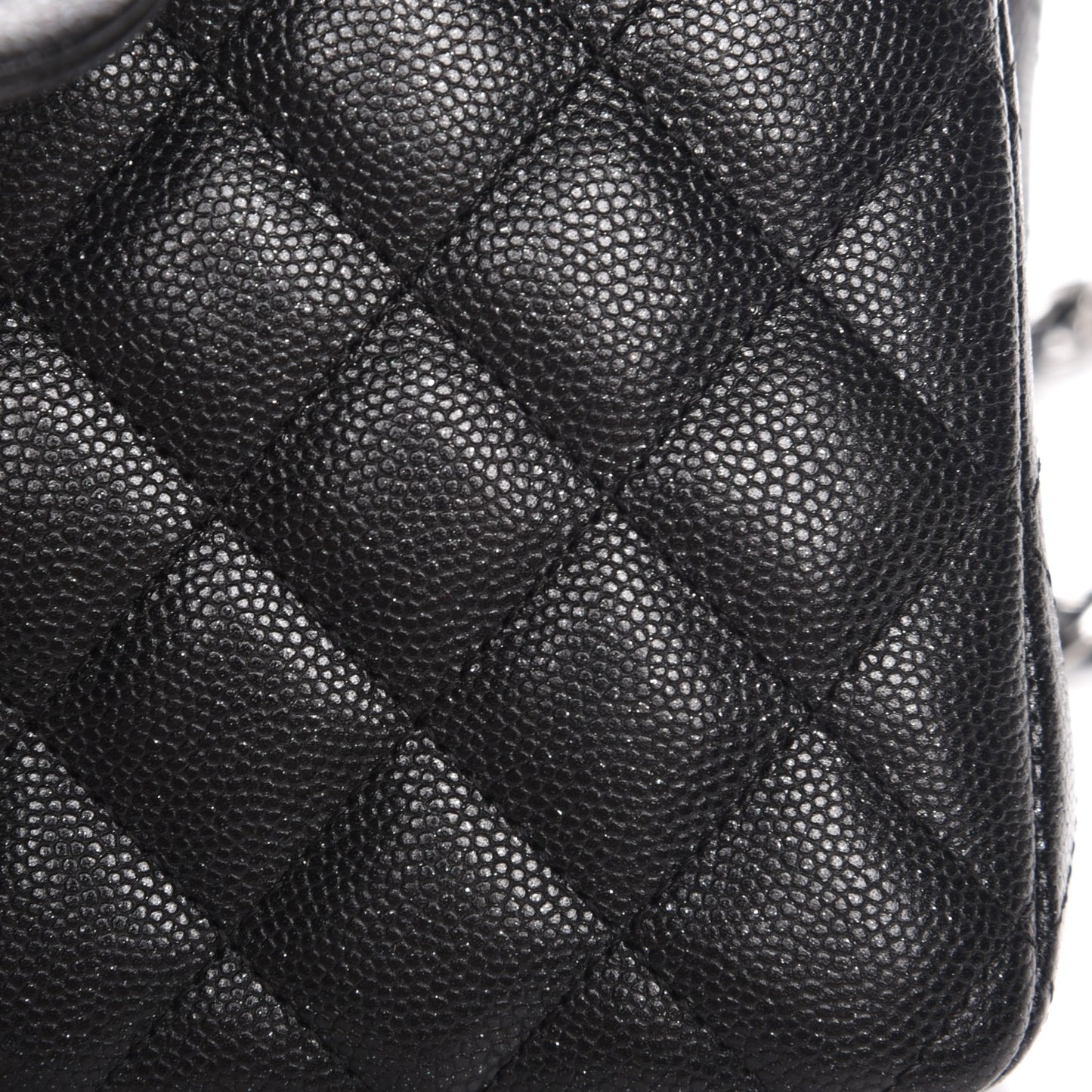 Iridescent Caviar Quilted Mini Rectangular Flap Black