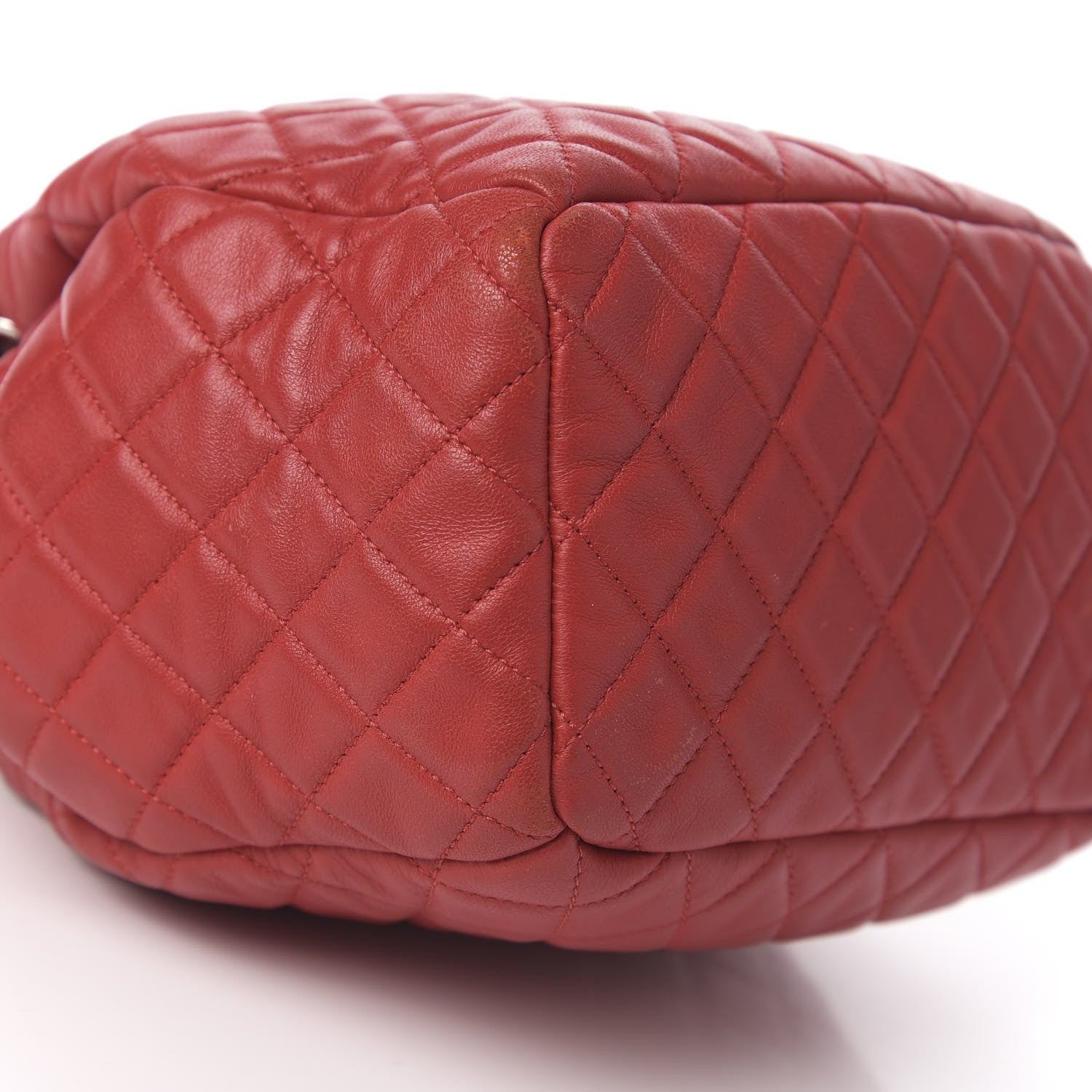 Chanel Lambskin Quilted Small CC Chain Drawstring Bucket Bag Red 13 of 15