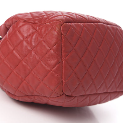 Chanel Lambskin Quilted Small CC Chain Drawstring Bucket Bag Red 13 of 15