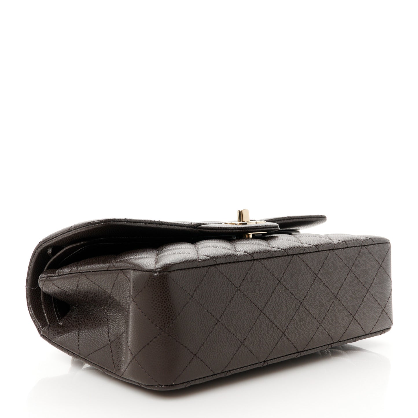 Caviar Quilted Small Double Flap Dark Brown