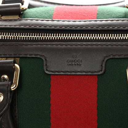 Gucci Monogram Selleria Calfskin Vintage Web Medium Boston Beige Ebony Cocoa 16 of 21