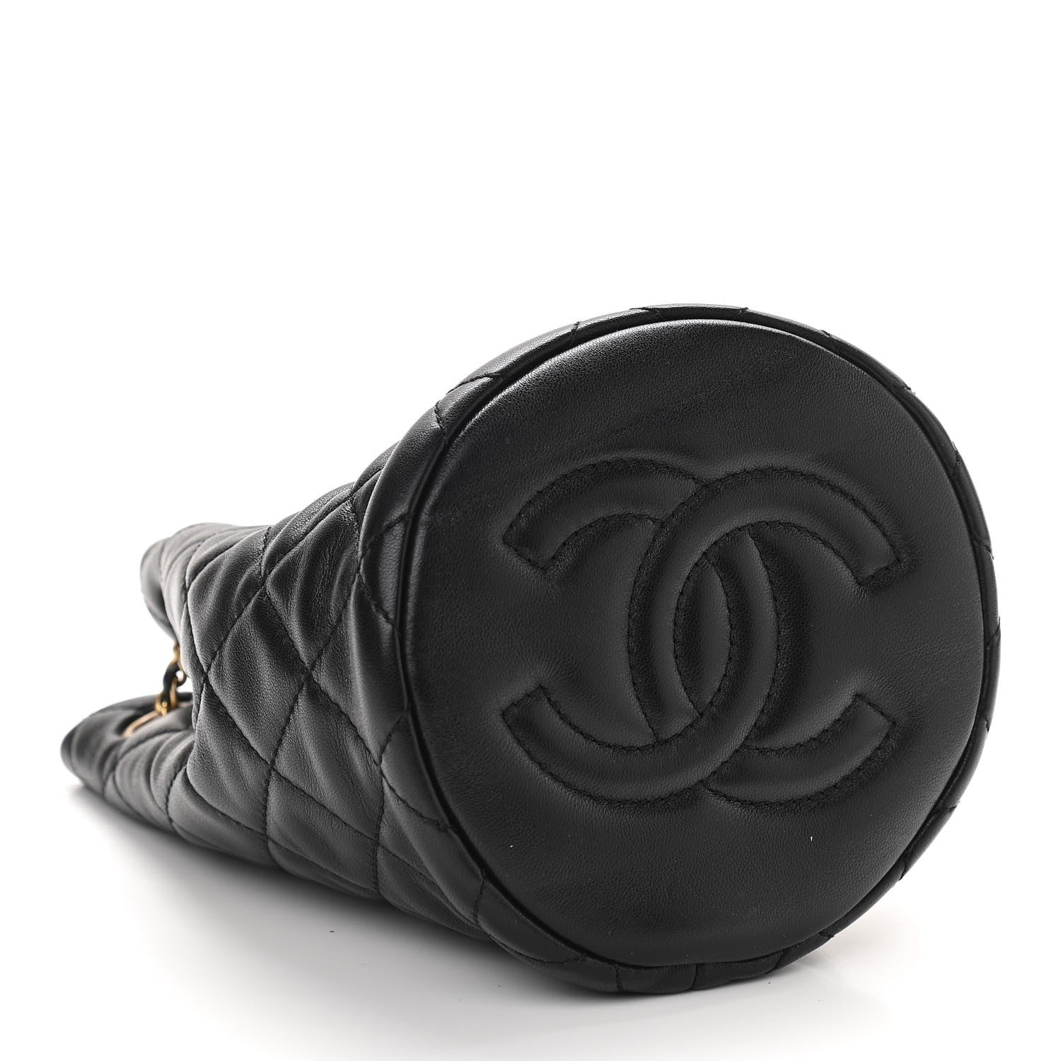 Chanel Lambskin Quilted Pearl Crush Drawstring Bag Black 4 of 11