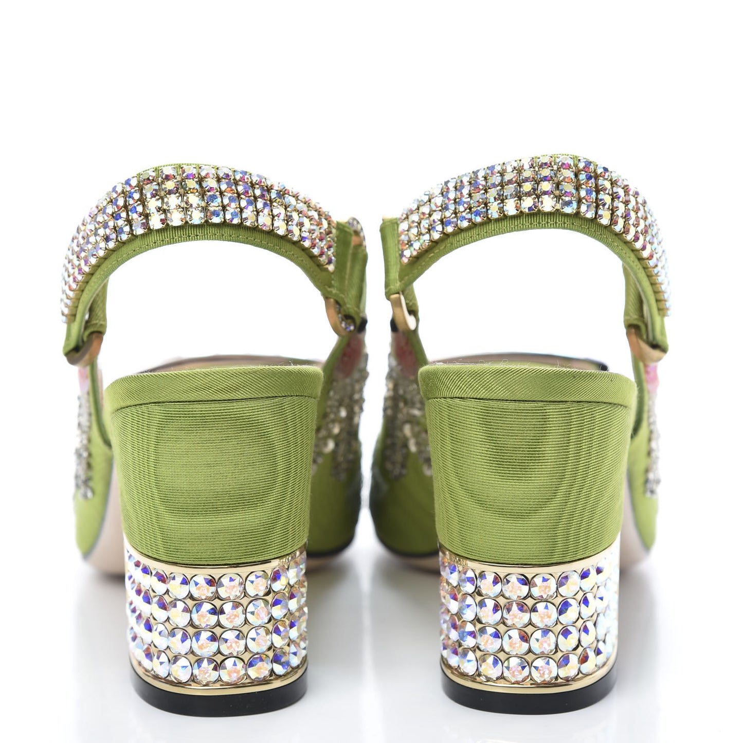 Moire Fabric Eyes Crystal Square G Madelyn Slingbacks 37.5 Lemon Leaf