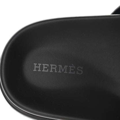 Hermes Calfskin Womens Chypre Sandals 37.5 Black 7 of 9