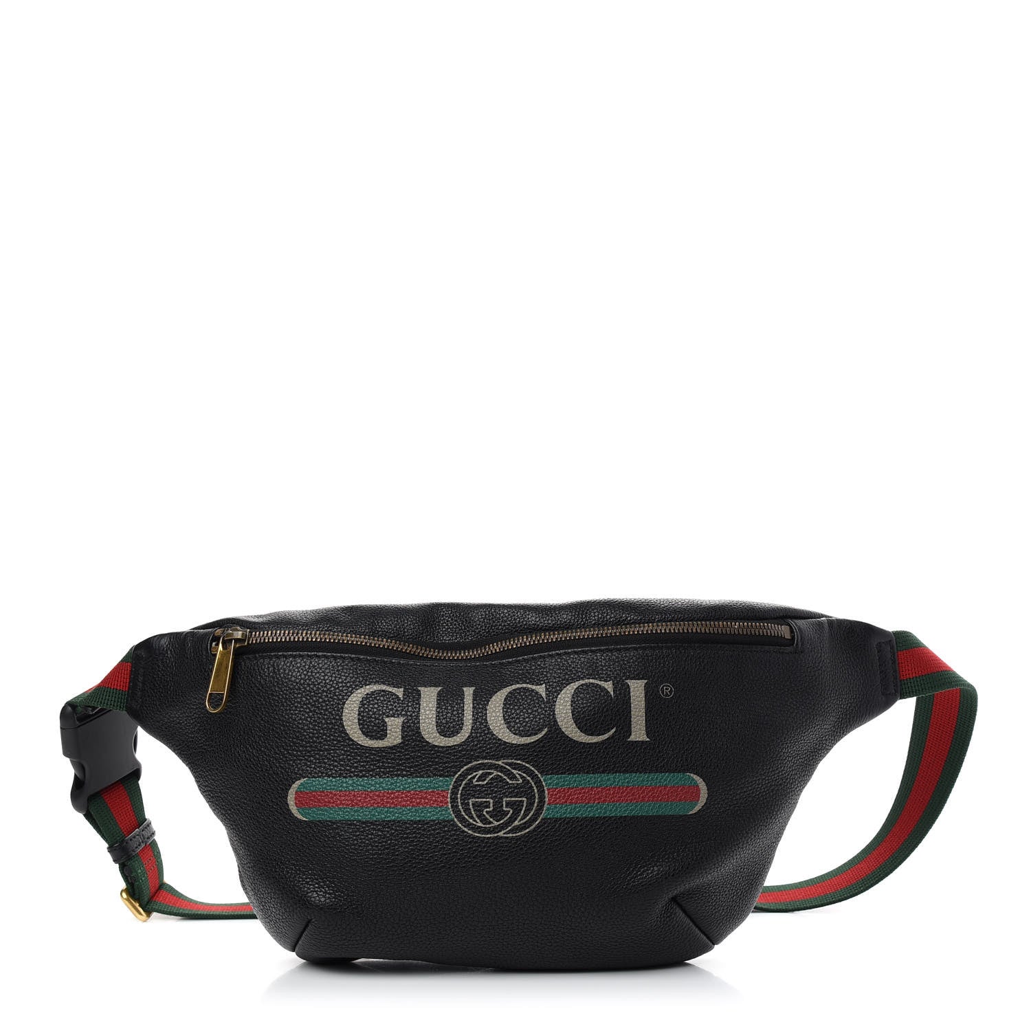 Gucci Grained Calfskin Logo Belt Bag Black 1 of 9
