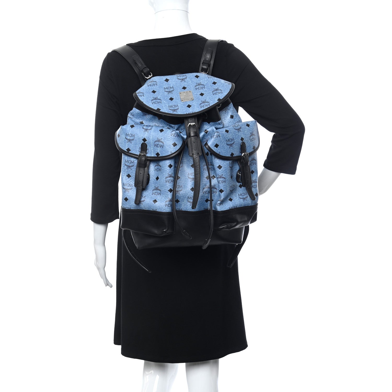 MCM Visetos Two-Pocket Backpack Blue 2 of 9