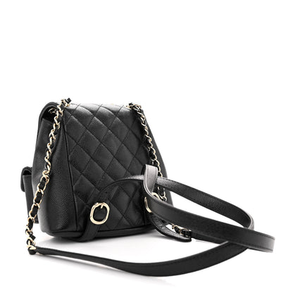 Chanel Shiny Caviar Quilted Small Duma Pockets Drawstring Backpack Black 3 of 12