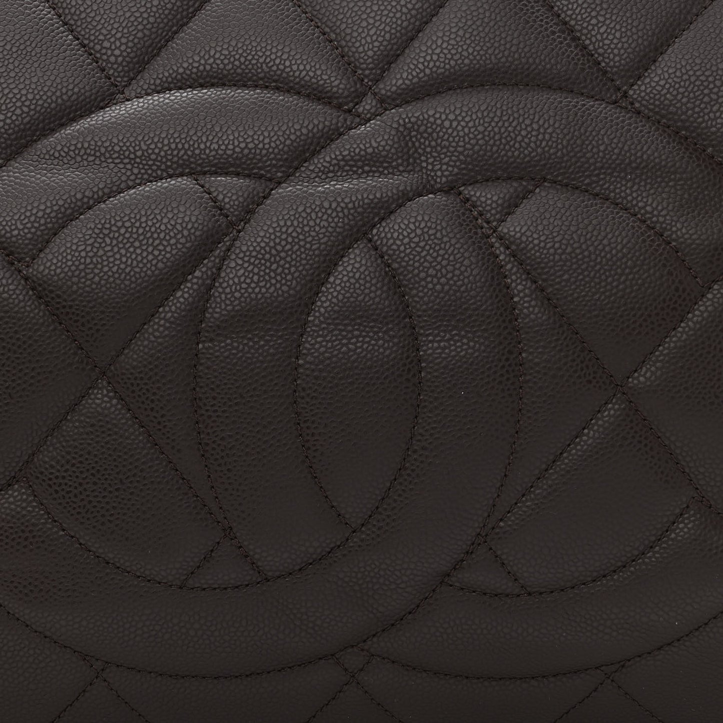 Soft Caviar Quilted Large CC Timeless Tote Dark Brown