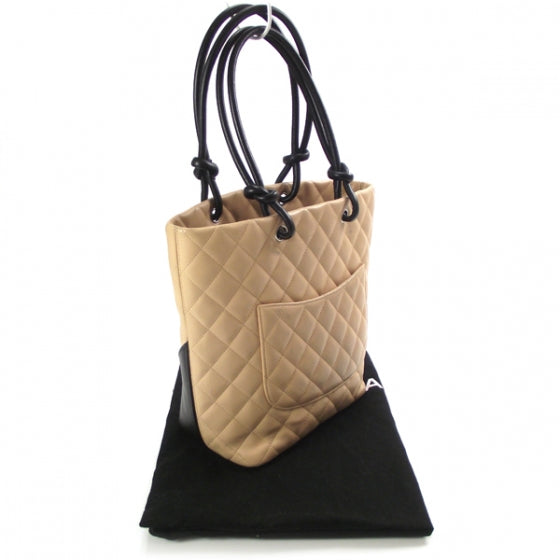 Chanel Calfskin Quilted Medium Cambon Tote Beige Black 3 of 11