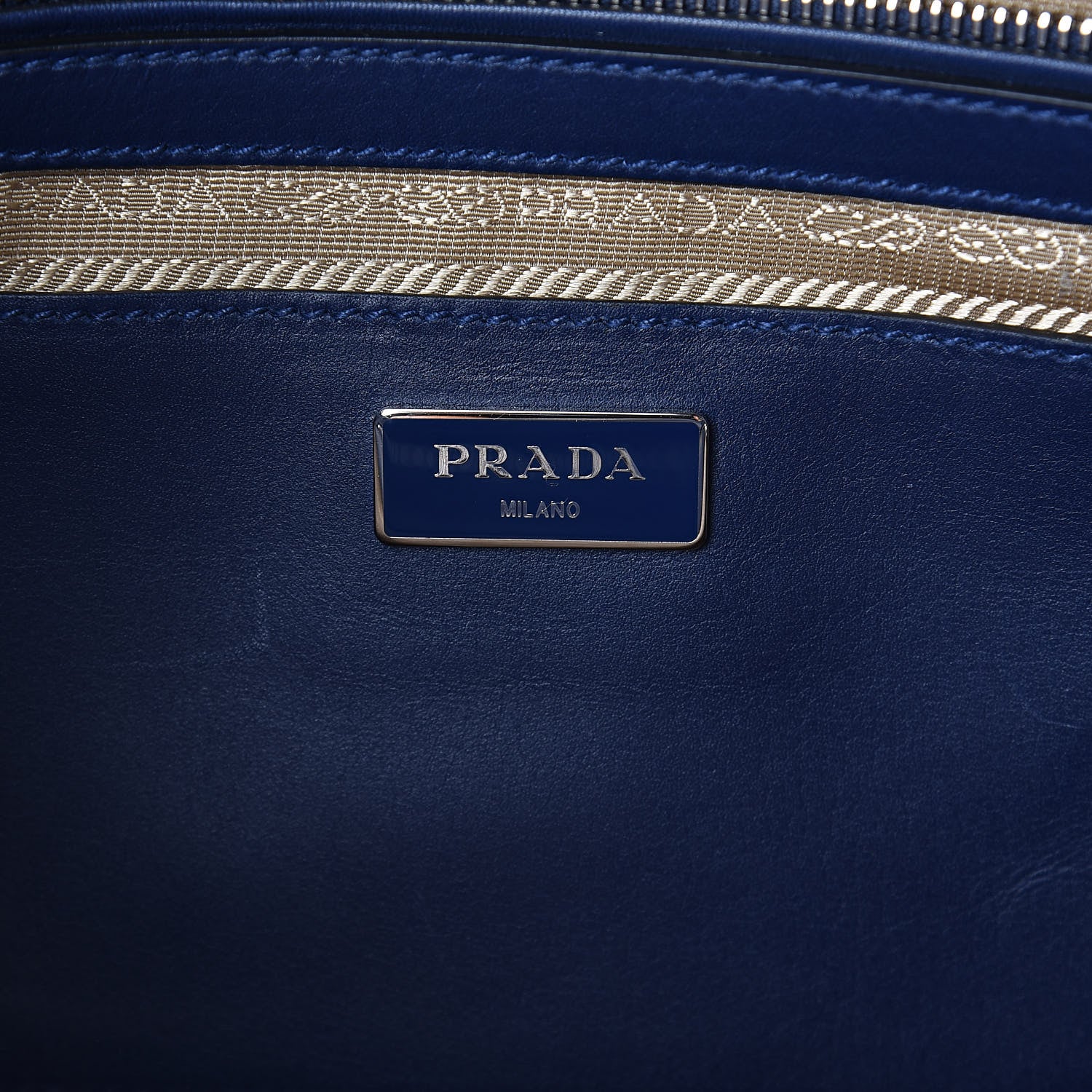 Prada Canvas Calfskin Medium City Stitch Tote Corda Royal 6 of 9