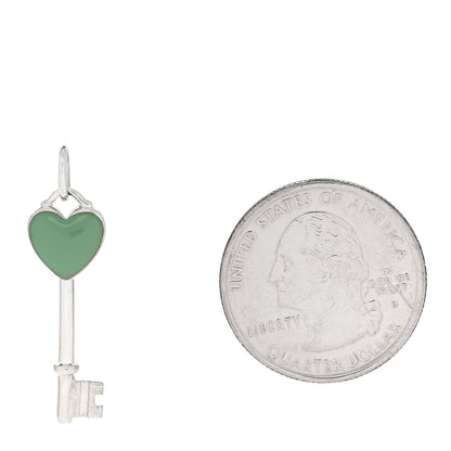 Tiffany Sterling Silver Enamel Heart Key Pendant Blue 2 of 4