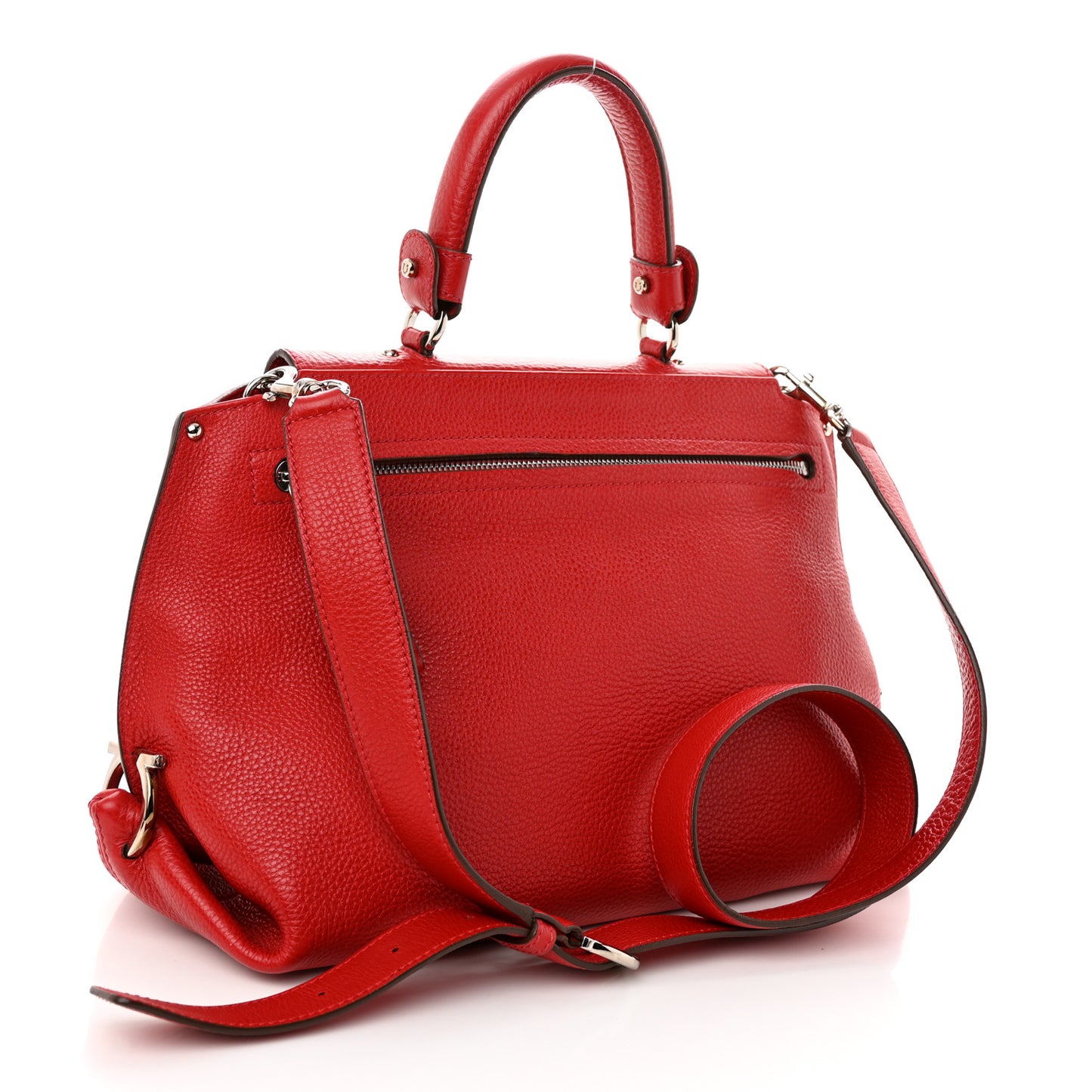 Grained Calfskin Sofia Satchel Red