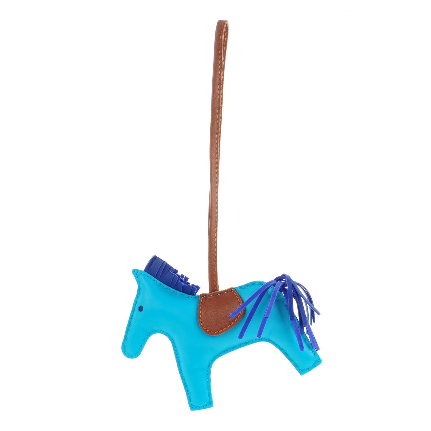 Milo Lambskin Grigri Rodeo Horse Bag Charm MM Bleu Azteque Bleu Electrique Fauve
