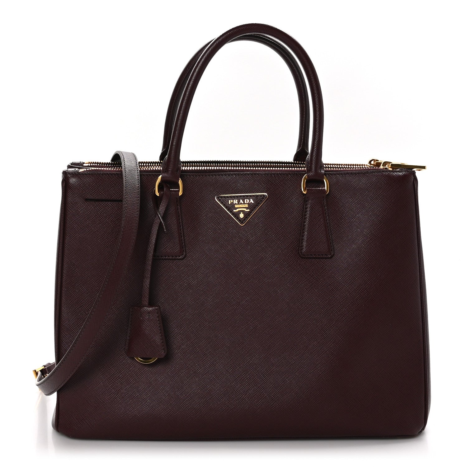 Prada Saffiano Vernice Medium Galleria Double Zip Cerise 1 of 11
