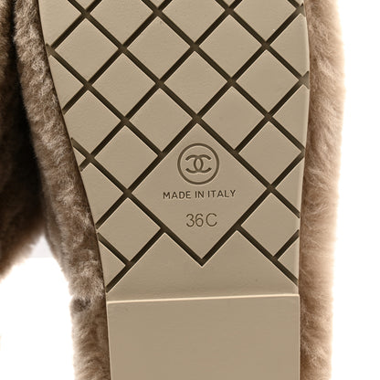 Chanel Shearling Lambskin CC Flat Mules 36 Beige 8 of 16