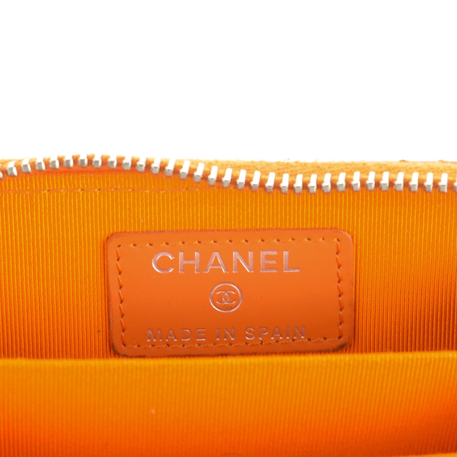 Chanel Patent Calfskin Quilted Zip Coin Purse Orange 6 of 9
